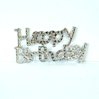 Adorno de Pastel de Cumpleaños 3D con Cristales de Imitación, Decoración de Pastel de Cumpleaños en Letras Cursivas, para Fiestas y Celebraciones, Precio de Fábrica