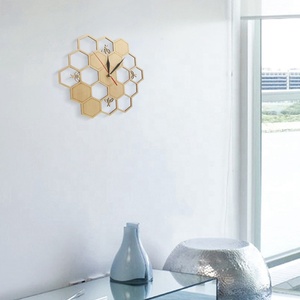 Cut Wood <strong>Clock</strong> Honey <strong>Bee</strong> on Honey Comb Hexagon Nature Watch Wall <strong>Clock</strong> Geometric Kitchen Art Decor - Product Image 5