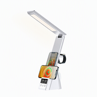 Lampe de bureau pliable avec chargeur sans fil 15W Qi, station de charge avec 3 modes d'éclairage, affichage numérique pour la maison, le bureau et l'étude