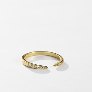 925 Silver & Gold Plated Zircon Diamond Band <b>Cheap</b> Pave Setting Open <b>Rings</b> - Product Image 2