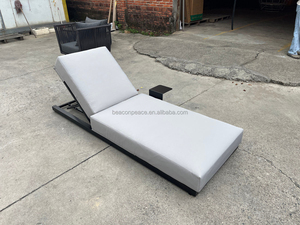 Chaise longue de jardin, transat de <span class=keywords><strong>piscine</strong></span>, mobilier d'extérieur, chaise longue de plage en aluminium, lit de repos avec table basse - Product Image 4