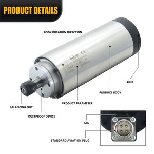 มอเตอร์ CNC แกนหมุน8A กลม80มม. 400Hz 24000รอบต่อนาที ER20 2.2KW 220V แกนหมุนเย็น - Product Image 6