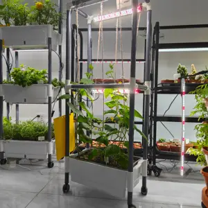 실내 정원 격자 지원 가정 성장 키트 등반 식물을위한 미니 오이 체리 토마토 주도 성장 빛