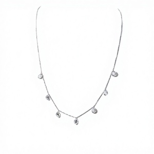 พร้อมจัดส่ง สร้อยคอทองคำขาว 9k ชุบโรเดียม ประดับเพชรทรงกลมเจียระไนแบบแล็บโกรว์ ดีไซน์หรูหราทันสมัย เหมาะสำหรับทั้งชายและหญิง - Product Image 2