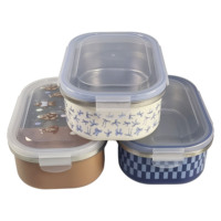 Boîte à lunch bento mignonne avec compartiments, en plastique extérieur et acier inoxydable 304 intérieur, pour garder les aliments frais, avec 2 compartiments, pour enfants