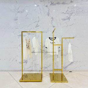 Kệ thương mại 2 chiều thẳng tay quần áo giá thép không gỉ vàng quần áo Giá gấp có thể điều chỉnh giá may mặc - Product Image 5