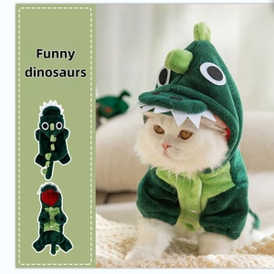 Pakaian Hewan Peliharaan Mantel Transformasi Dinosaurus Lucu untuk Kucing dan Anjing Bahan Flanel Ramah Lingkungan Pakaian Hewan Peliharaan Musim Gugur/Dingin - Product Image 1