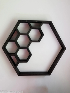 Estante de pared de nido de abeja grande, estantes para libros, sala de estar, estante de aceite esencial de cristal triangular <span class=keywords><strong>hexagonal</strong></span> de madera maciza - Product Image 4