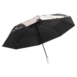 <span class=keywords><strong>Parapluie</strong></span> automatique 3 plis de haute qualité avec poignée en plastique imprimée UV à 8 nervures Design moderne pour le pliage de voyage - Product Image 3