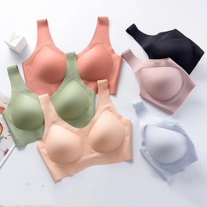 High Quality Seamless Wire Free Sports <b>Bra</b> for Women Adults Solid Knitted Breathable Thin Everyday 3/4 <b>Cup</b> Push-Up Removable - Product Image 1