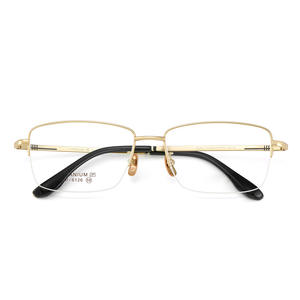 Lunettes de vue demi-cerclées rectangulaires en titane pur pour hommes TITANIUM 6126, légères, design fil doré, origine Danyang - Product Image 2