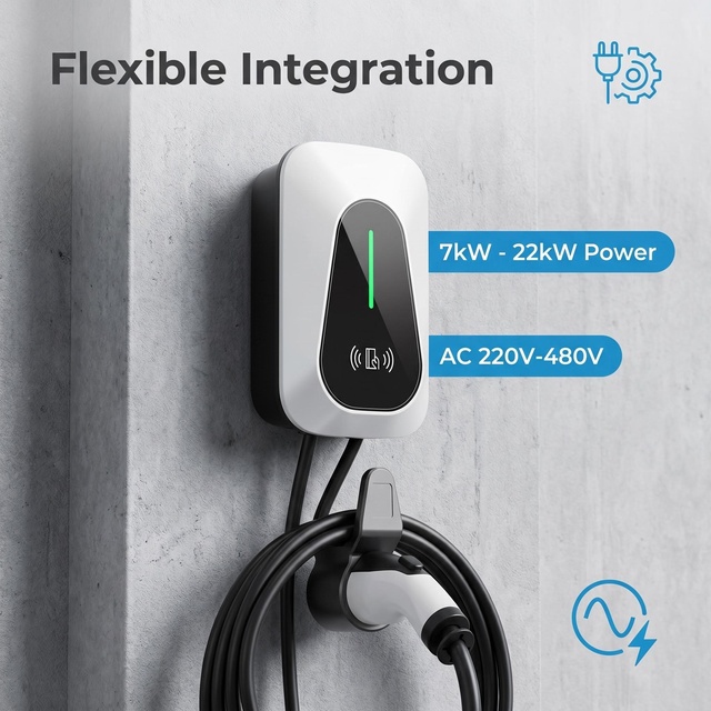 New 32A Fast EV Charging 7KW Single Phase Wallbox EV Charger Type 2 AC with App for WiFi 7kw Ev Charger Type 2