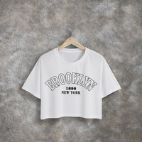 Crop tops basiques respirants en coton 100% à manches courtes et col rond, style streetwear, avec impression sérigraphique de logo personnalisé pour femmes