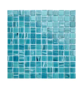 Blue Color Ice Crack Villa Decoration Tile Popular Pool Mosaic Tile 300x300 Light Blue Glass Mosaic Swimming Pool Tile