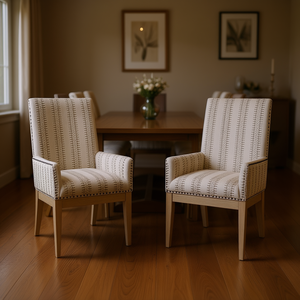 Ensemble de 2 fauteuils de salle à manger à dossier haut, modèle D0100HX38MP, pieds en bois recouverts de tissu, design contemporain - Product Image 2
