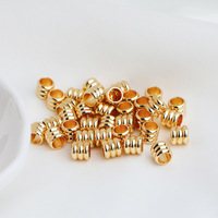 2.5mm 5mm 6mm 14K 18K Altın Pirinç Büyük Delikli 3 Katmanlı Varil Ara Boncukları Bileklik Kordonu Tüp Boncukları DIY Deri İp Aksesuarları