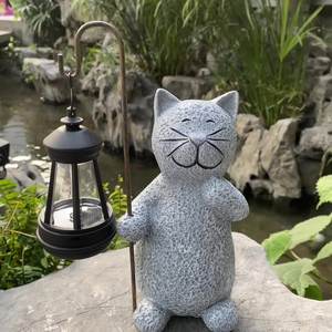 <b>Solar</b> Garden Statue Cat Figurine with LED <b>Light</b> IP65 Rating for Patio Balcony Yard Housewarming Gift Garden Art - Product Image 4