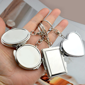 Custom Gift Metal Love Keychain Heart Shaped Compact Travel Pocket <b>Mirror</b> Compact Makeup <b>Mirror</b> Keychain GZ RTS Bulk Mixed Order - Product Image 2
