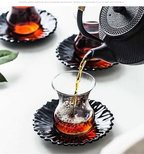 Luxury Bohea Glass Teacup and Ceramic Tray Cafe Espresso Tumbler <strong>Turkish</strong> Coffee <strong>Cup</strong> Saucer Turkey Black <strong>Tea</strong> <strong>Cup</strong> &amp; Saucer Sets - Product Image 3