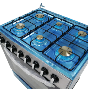 Cuisinière à gaz industrielle en acier inoxydable à 6 brûleurs avec four et grill, facile à nettoyer - Product Image 3