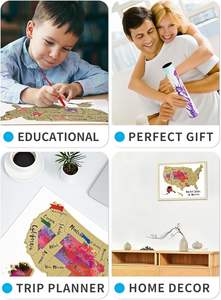 تصميم مخصص طبعة فاخرة خريطة السفر خدش رقائق الذهب للعالم الولايات المتحدة الأمريكية أوروبا اليابان كوريا تايلاند خريطة الصفر ملصق - Product Image 5