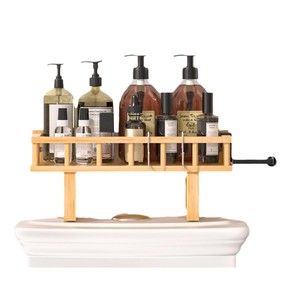 Étagère de rangement en bois massif rectangulaire autoportante pour salle de bain avec porte-papier toilette - Product Image 5