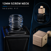 Flacon de parfum pour voiture en verre givré de 5 ml avec bouchon en bois coloré, mini diffuseur de voiture, flacon d'huile essentielle personnalisé OEM
