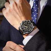 Reloj de Lujo para Hombre Poedagar 973, Correa de Cuero, Cronógrafo, Reloj de Pulsera de Cuarzo, Resistente al Agua, Reloj Luminoso para Hombre, Relojes Hombre