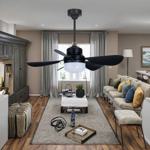 Bán hàng nóng 30 Wát Cooler E27 AC85-265V quạt trần với thay đổi độ sáng 3 màu đèn <span class=keywords><strong>Led</strong></span> điều khiển từ xa nhựa ABS Ổ cắm quạt AC động cơ - Product Image 4