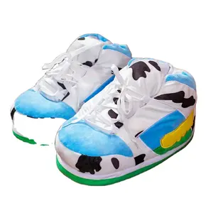 Adults Unisex Men Size Fits Most Kick Shoes Plush Stuffed Sneaker Slippers PVC Cotton Fabric Opp Bag Oem Funny Cosy Comfy Trendy