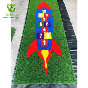 Tapis <span class=keywords><strong>synthétique</strong></span> pour terrain de sport, surface de jeu extérieure, gazon artificiel personnalisé avec motifs, pour la maternelle, piste de course arc-en-ciel, terrain de football - Product Image 2