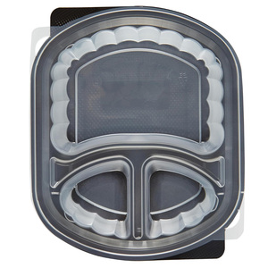 Lonchera Ecológica Negra de 3 Compartimentos, Apta para Alimentos, de PP Desechable, con Tapa Transparente, Contenedor de Alimentos para Llevar - Product Image 6
