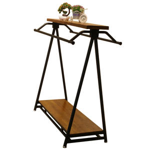 Porte-vêtements double rangée de style rétro, à suspendre sur le côté, sur pied, pour l'affichage et le rangement des vêtements pour hommes, femmes et enfants en magasin - Product Image 2