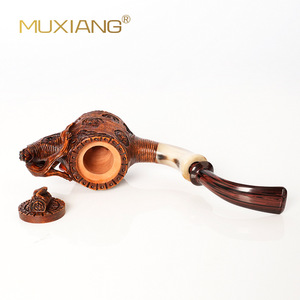 Muxiang Wooden Tobacco Pipe Hand Carved Solid Briar Wood Freestyle Design Men's Smoking Pipe - Product Image 2