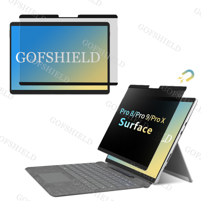 Factory Direct Removable Magnetic Privacy Filter 180 Degree Anti Spy Film Reusable Easy Install Customized for Surface Pro 9/8/X