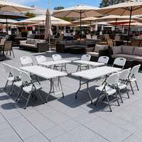Table de banquet pliable en plastique HDPE de 6 pieds avec structure en acier pour pique-nique en parc public, vente en gros