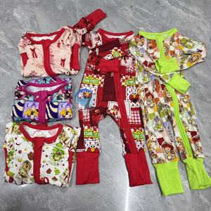Setelan Piyama Bayi Musim Dingin dari Bahan Bambu Lembut untuk Bayi Baru Lahir, Baju Tidur Anak dengan Ritsleting, Setelan Tidur Bayi Natal Kustom - Product Image 1