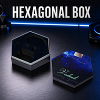 Boîte cadeau rigide hexagonale pour écouteurs intra-auriculaires HiFi, avec insert en EVA personnalisé pour contenir les écouteurs, les câbles et tous les accessoires