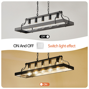 5-Light Farmhouse Rustic Luminaires Sur Table Moderne Linéaire Rectangulaire Cuisine Îlot <span class=keywords><strong>Plafond</strong></span> Pendentif Éclairage E26 34 Pouces - Product Image 4