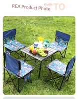 Ensemble table et chaises de camping style forêt, structure en acier inoxydable, tissu Oxford, mobilier d'extérieur pliable pour camping, pêche, art