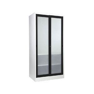 Armoire en métal acier armoire almirah <span class=keywords><strong>placard</strong></span> meubles <span class=keywords><strong>de</strong></span> chambre à coucher noir transparent porte <span class=keywords><strong>coulissante</strong></span> <span class=keywords><strong>miroir</strong></span> armoire en verre dépoli - Product Image 1