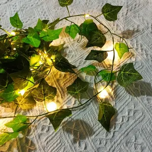30Led أضواء مع الاصطناعي يترك AA بطارية تعمل الورقة الخضراء شجرة عيد الميلاد من الليد الزخرفية خيط سلك نحاسي ضوء مصباح