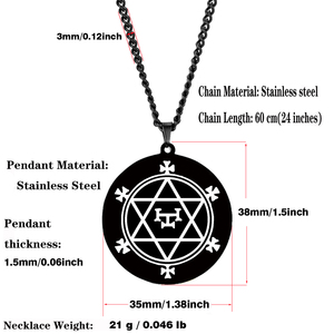 Collar con Colgante de Acero Inoxidable con el Hexagrama de Salomón, el Gran Sello de Azazel, Símbolo Espiritual de Demonio Ángel, Talismán de Brujería - Product Image 5