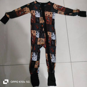 ชุดนอนเด็กแบบซิป ลายพิมพ์ตะวันตก ผลิตจากผ้าไผ่ 95% และผ้าสแปนเด็กซ์ 5% - Product Image 4