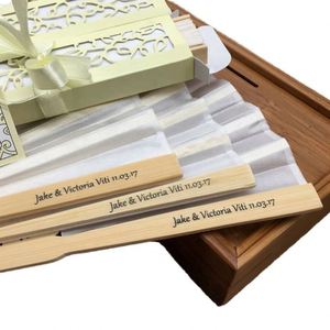 Regalos Promocionales, Abanico Plegable de Seda Lisa de Alta Calidad con Logotipo Personalizado Impreso en Bambú para Bodas - Product Image 3