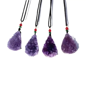 Kalung batu penyembuhan kristal alami dengan kuarsa mawar mentah liontin batu permata Amethyst kasar untuk penggunaan sehari-hari - Product Image 3