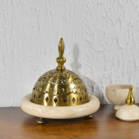 Brûleur à Bakhoor en marbre travertin naturel, brûleur d'encens Mabkhara pour table, Ramadan, Eid, décoration de maison et d'hôtel arabe