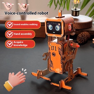 Nhỏ công nghệ cao DIY Robot Kit cho trường tiểu học sáng tạo điều khiển bằng giọng nói khoa học thí nghiệm cắt-cạnh giáo dục đồ chơi gỗ - Product Image 6