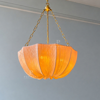 Lustre suspendu texturé en tissu avec chaîne en métal doré, douilles E26, 110V, pour salle à manger, éclairage suspendu au plafond de la maison