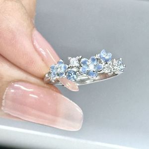 Anillo de Plata de Ley S925 con Diseño de Estrella de Mar, Incrustaciones Azul Marino Románticas, para el Dedo Índice, Diseño de Nicho, Anillo Femenino - Product Image 2